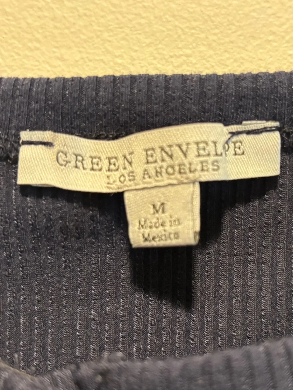 Green Envelope Navy Ribbed Button-Front Tank - Picture 3 of 3